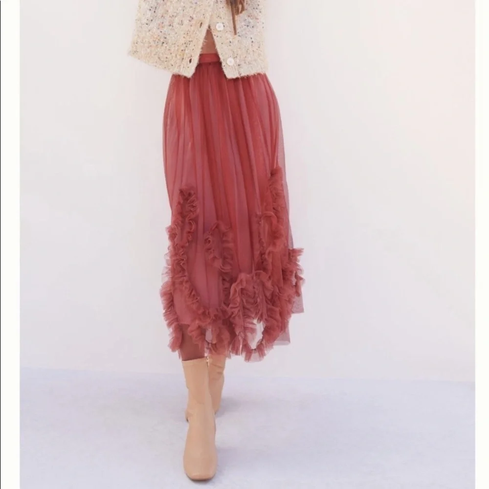- Anthropologie Felicity Tulle Midi Skirt size small   new without tags - Picture 5 of 10